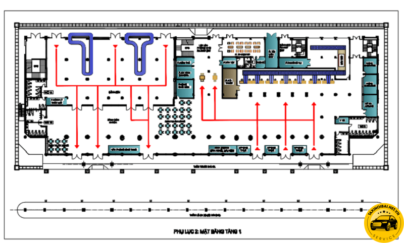 Sơ đồ tầng 1 nhà ga T1 sân bay Phú Bài