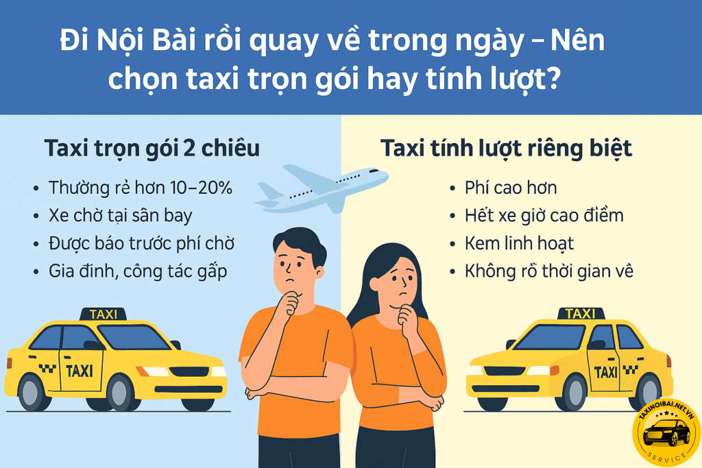 Đi Nội Bài rồi quay về trong ngày – Nên chọn taxi trọn gói hay tính lượt