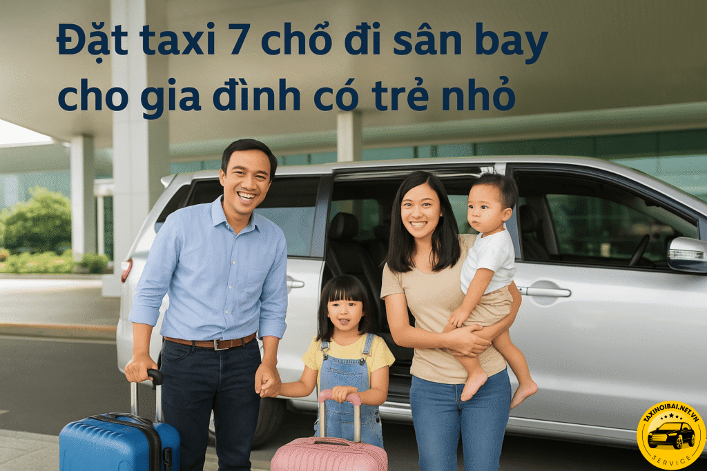 Taxi 7 chỗ đi sân bay cho gia đình có trẻ nhỏ, đảm bảo an toàn và thoải mái, có ghế cho trẻ nhỏ