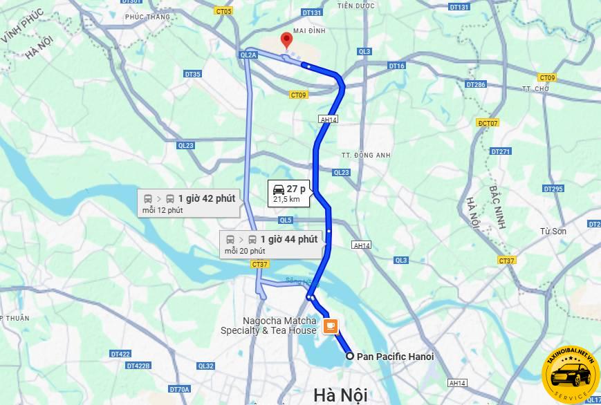Lộ trình di chuyển từ khách sạn Pan Pacific Hanoi đi Nội Bài