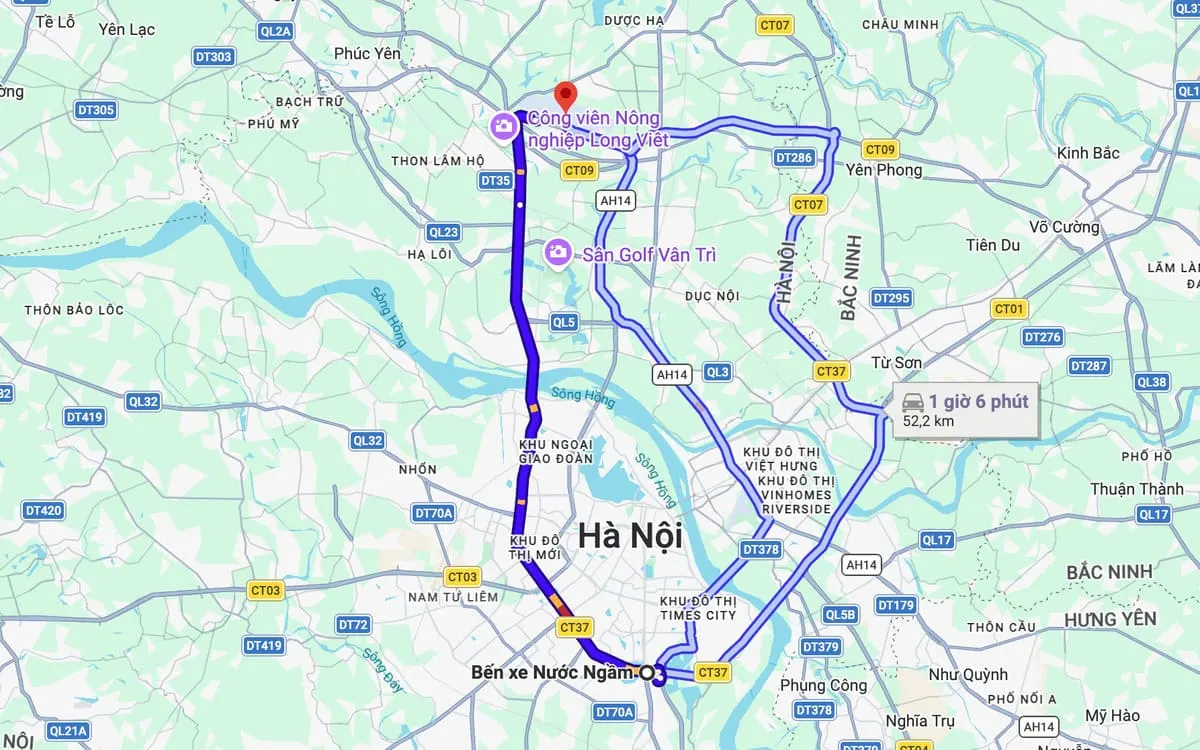 lo trinh tu ben xe nuoc ngam di noi bai