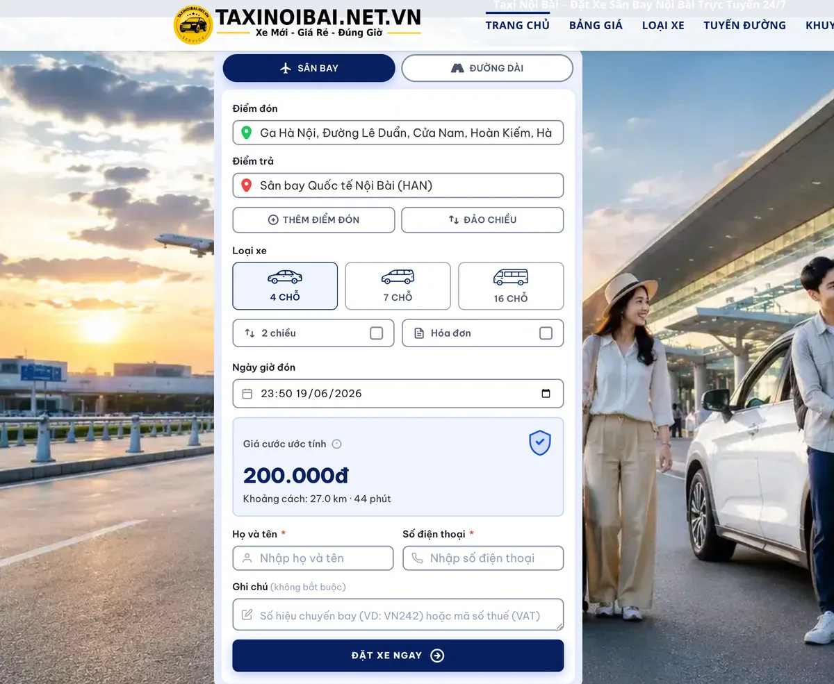tra cuu gia cuoc va dat xe tu ga ha noi di noi bai